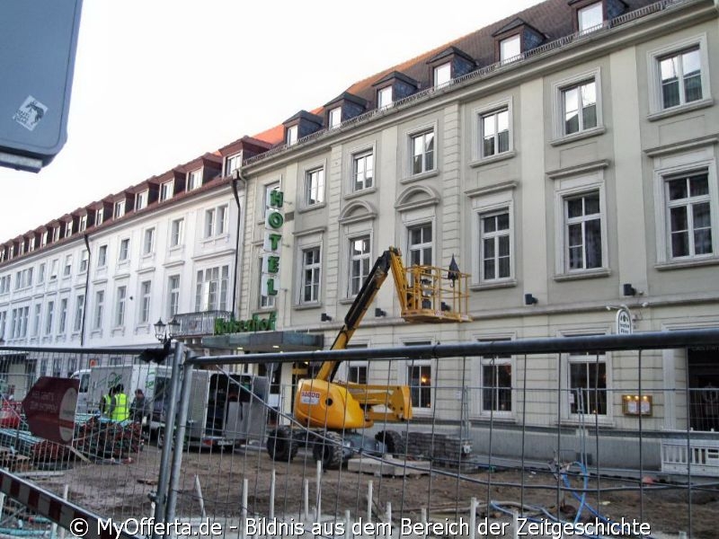 Karlsruhe - Marktplatz und seine Umgebung nach dem Aufwachen am 25.01.2016