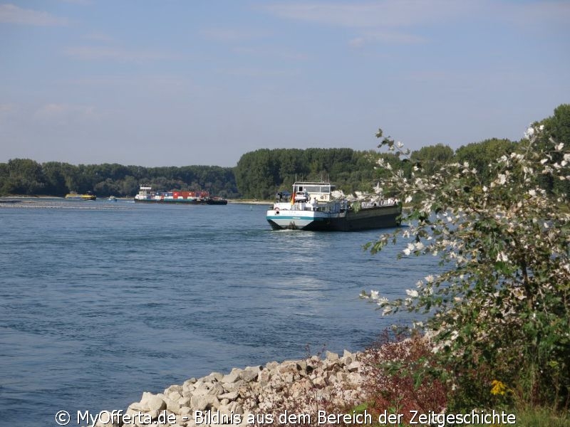 Insel Rott und der Rhein im Westen Deutschlands am 22.09.2020