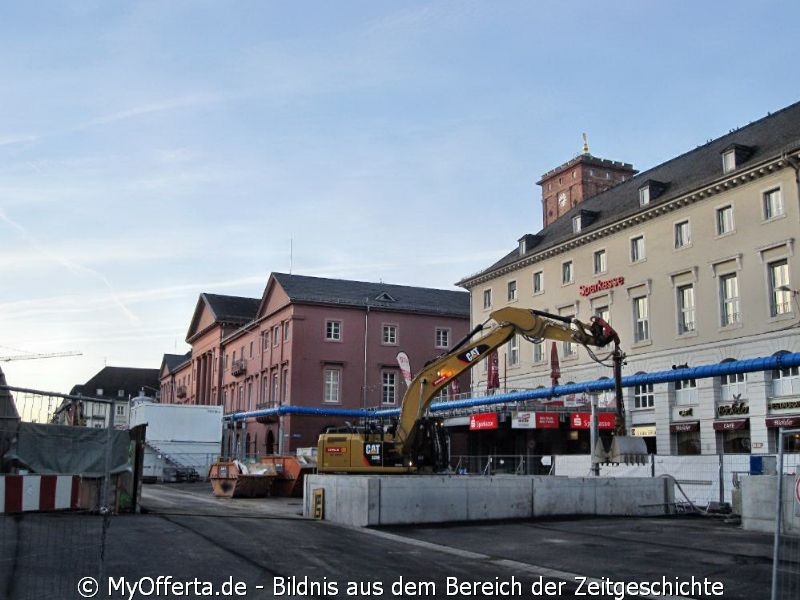 Karlsruhe - Marktplatz und seine Umgebung nach dem Aufwachen am 25.01.2016