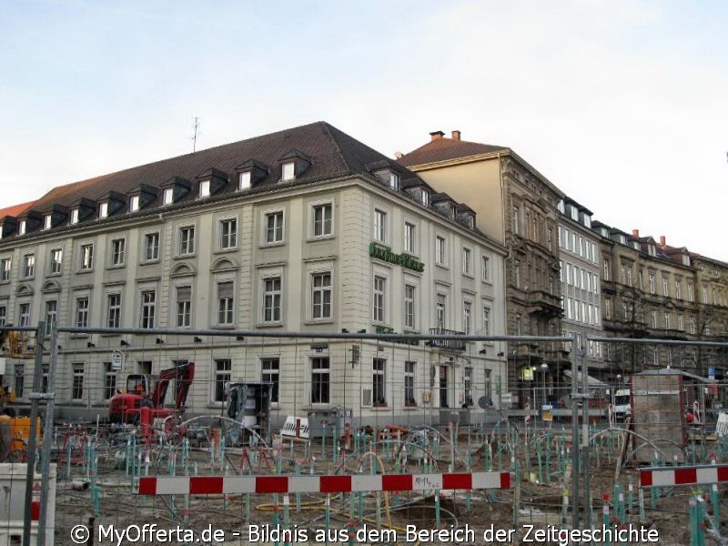 Karlsruhe - Marktplatz und seine Umgebung nach dem Aufwachen am 25.01.2016