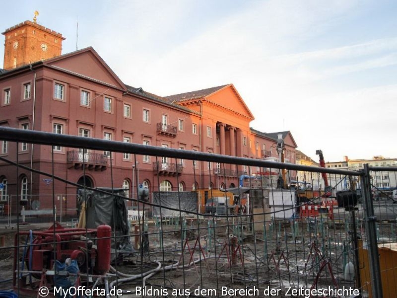 Karlsruhe - Marktplatz und seine Umgebung nach dem Aufwachen am 25.01.2016