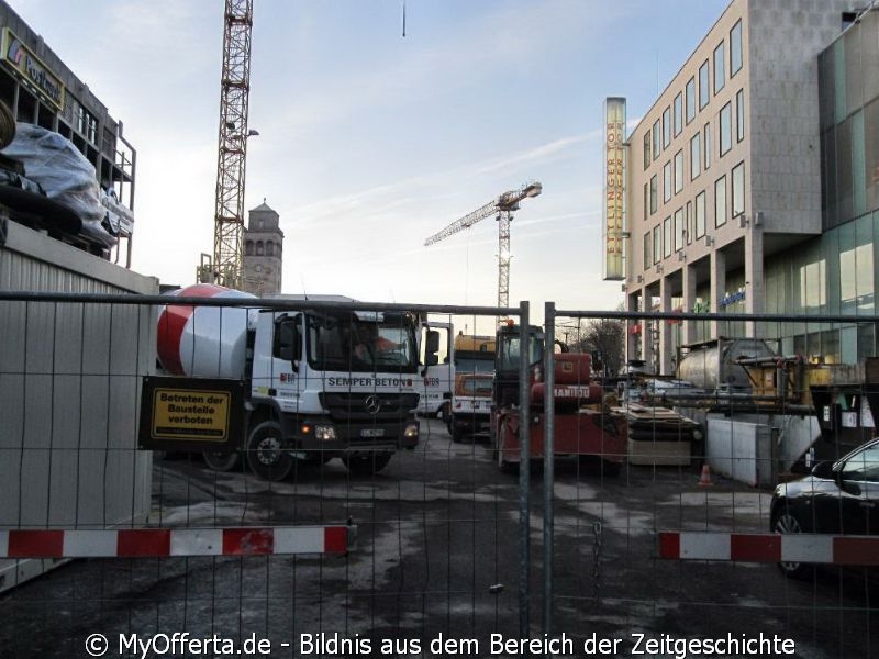 Karlsruhe - Marktplatz und seine Umgebung nach dem Aufwachen am 25.01.2016