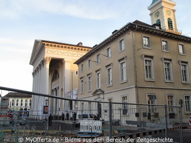 Karlsruhe - Marktplatz und seine Umgebung nach dem Aufwachen am 25.01.2016