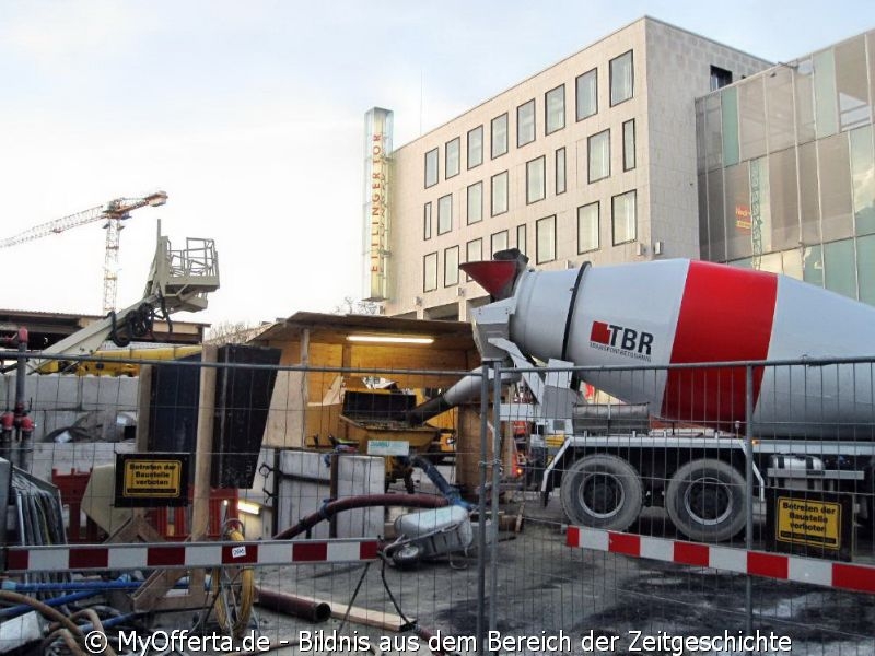 Karlsruhe - Marktplatz und seine Umgebung nach dem Aufwachen am 25.01.2016