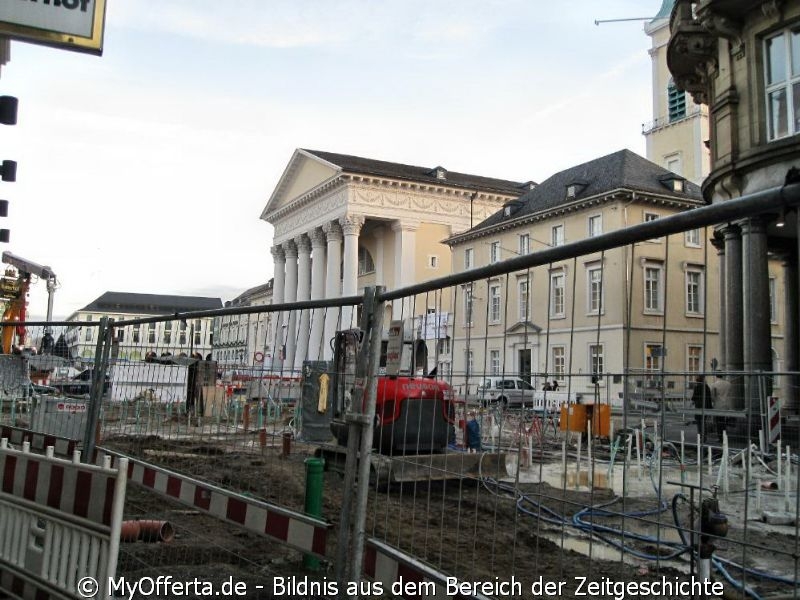 Karlsruhe - Marktplatz und seine Umgebung nach dem Aufwachen am 25.01.2016