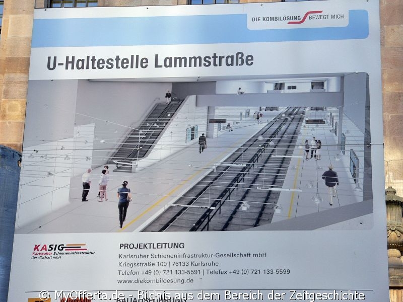 Tunnelbau an der Karlsruher Kriegsstraße, immer noch kein Anzeichen am Marktplatz 2011